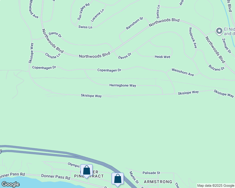 map of restaurants, bars, coffee shops, grocery stores, and more near 11881 Ski Slope Way in Truckee