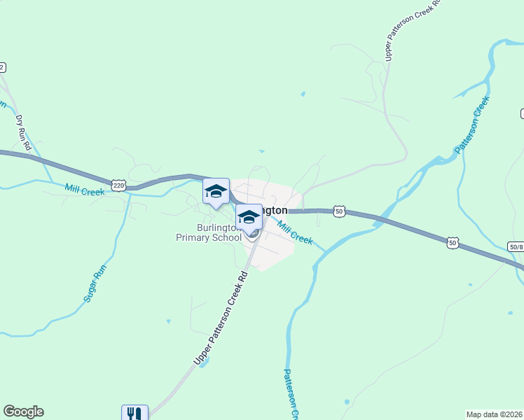 map of restaurants, bars, coffee shops, grocery stores, and more near in Burlington