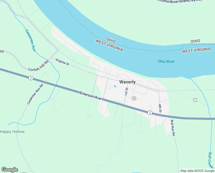 map of restaurants, bars, coffee shops, grocery stores, and more near Waverly Acres Dr in Waverly