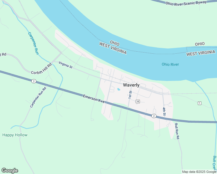 map of restaurants, bars, coffee shops, grocery stores, and more near Waverly Acres Dr in Waverly