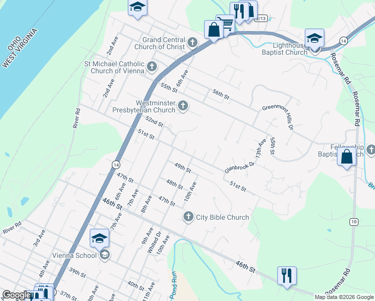 map of restaurants, bars, coffee shops, grocery stores, and more near 809 51st Street in Vienna