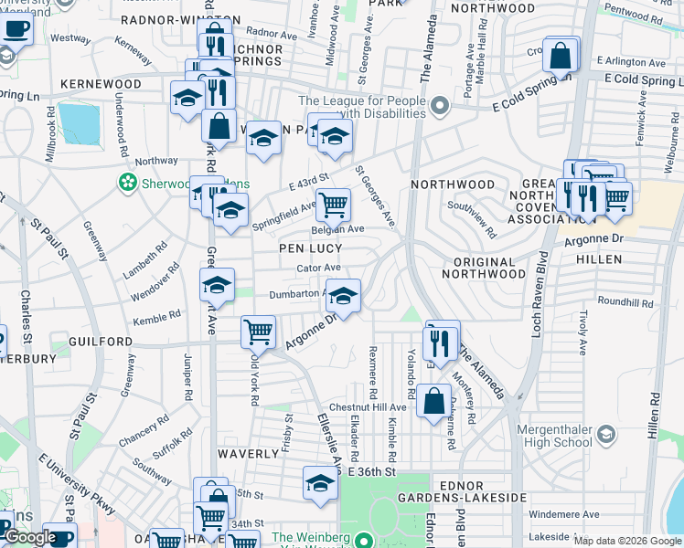 map of restaurants, bars, coffee shops, grocery stores, and more near 903 Cator Avenue in Baltimore