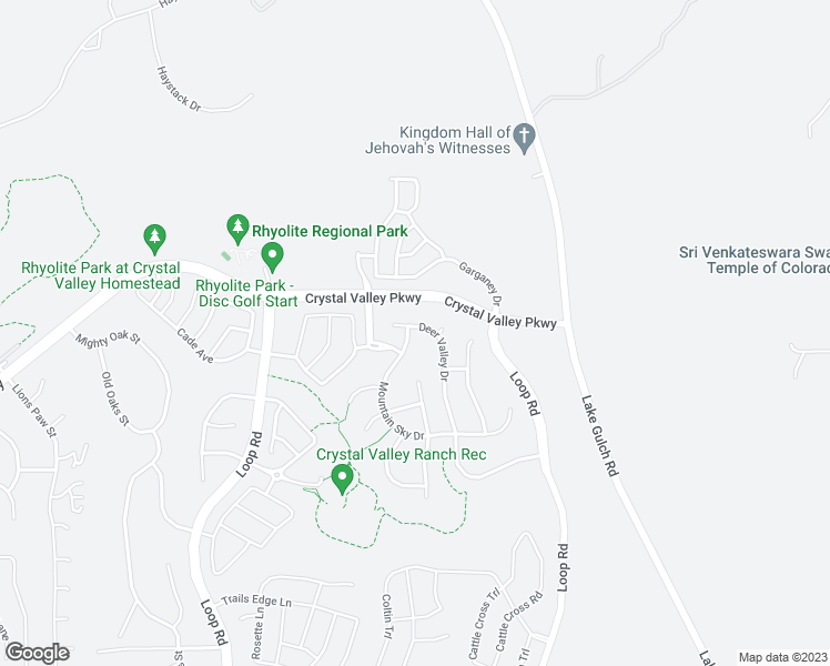 map of restaurants, bars, coffee shops, grocery stores, and more near 2493 Mountain Sky Drive in Castle Rock