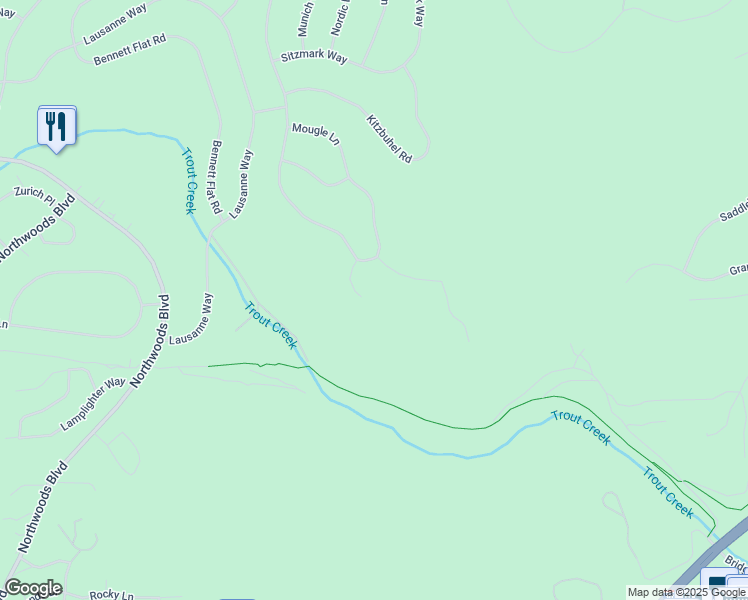 map of restaurants, bars, coffee shops, grocery stores, and more near 11005 K T Court in Truckee