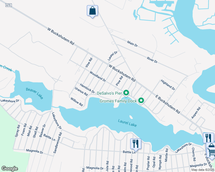 map of restaurants, bars, coffee shops, grocery stores, and more near 114 Queen Rd in Millville