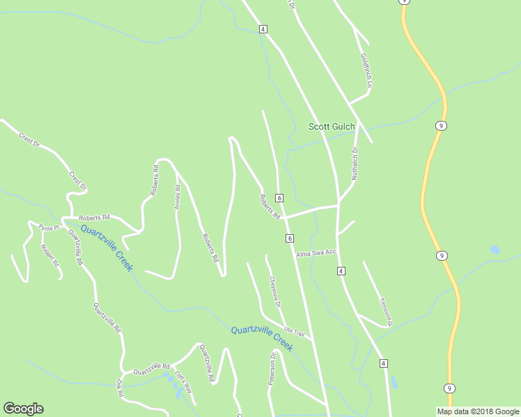 map of restaurants, bars, coffee shops, grocery stores, and more near 246 Roberts Road in Fairplay