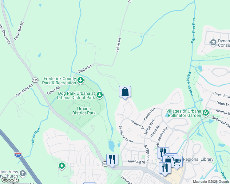 map of restaurants, bars, coffee shops, grocery stores, and more near 3812 Fulham Road in Urbana