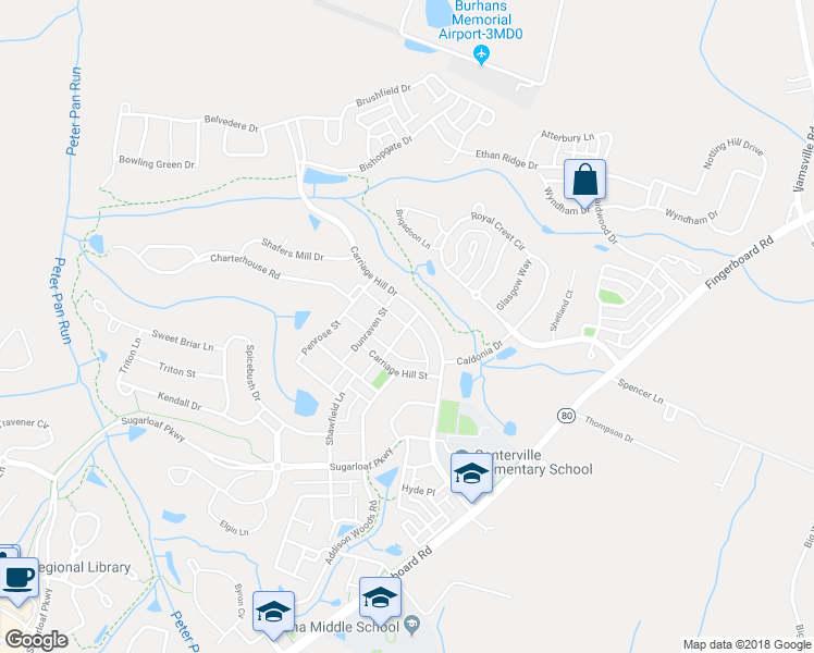 map of restaurants, bars, coffee shops, grocery stores, and more near 3835 Cornwell Meadow Street' in Frederick