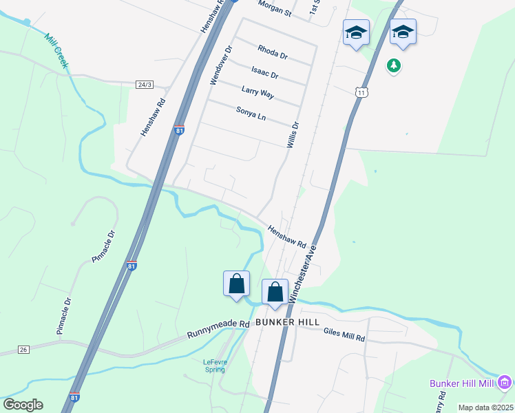 map of restaurants, bars, coffee shops, grocery stores, and more near 15 Willis Drive in Bunker Hill