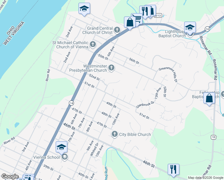 map of restaurants, bars, coffee shops, grocery stores, and more near 809 51st Street in Vienna