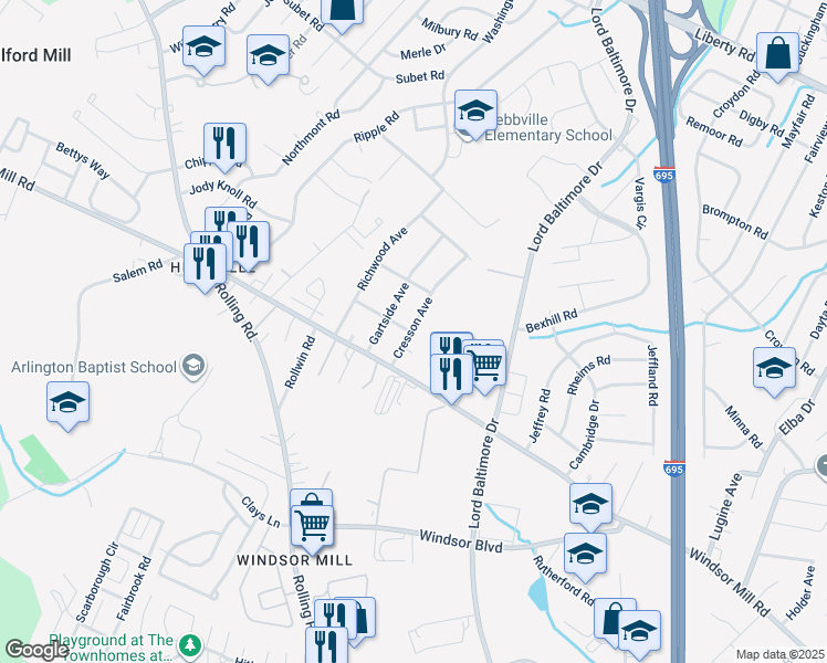 map of restaurants, bars, coffee shops, grocery stores, and more near 3117 Cresson Avenue in Baltimore