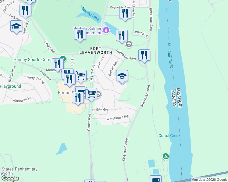 map of restaurants, bars, coffee shops, grocery stores, and more near 199 King Avenue in Leavenworth