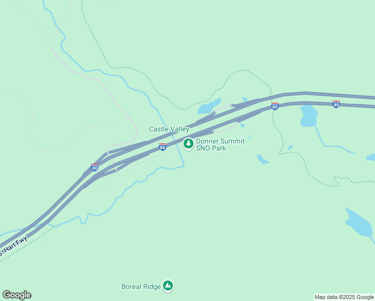map of restaurants, bars, coffee shops, grocery stores, and more near 19363 Boreal Ridge Road in Soda Springs