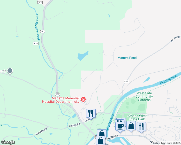 map of restaurants, bars, coffee shops, grocery stores, and more near 802 Altamonte Drive in Athens