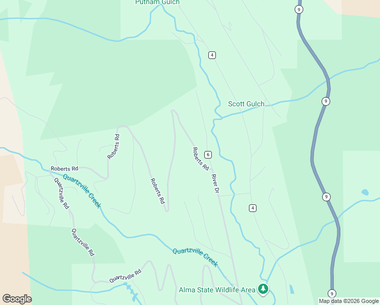 map of restaurants, bars, coffee shops, grocery stores, and more near 246 Roberts Road in Fairplay