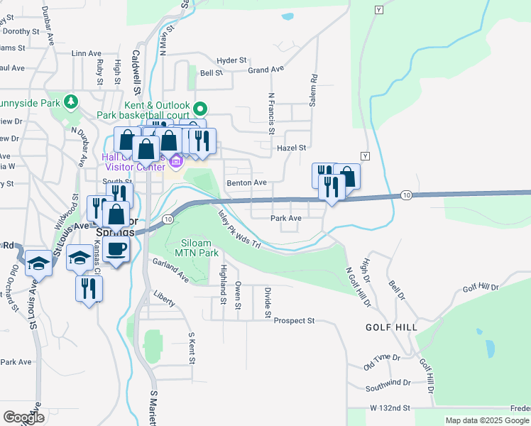 map of restaurants, bars, coffee shops, grocery stores, and more near 223 South Francis Street in Excelsior Springs