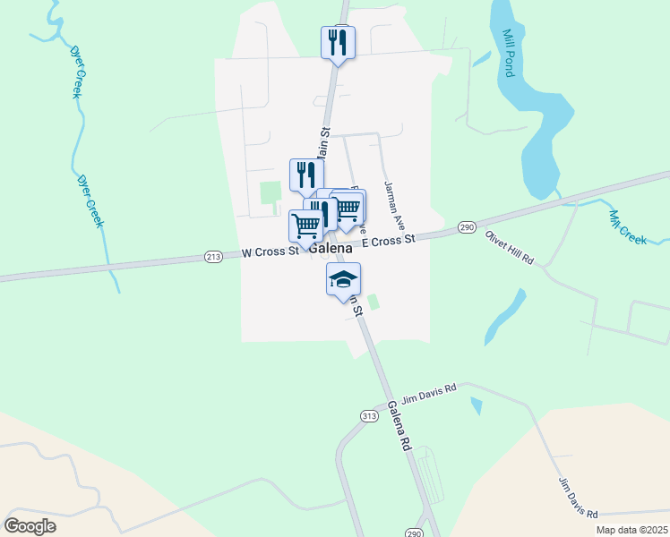 map of restaurants, bars, coffee shops, grocery stores, and more near in Galena