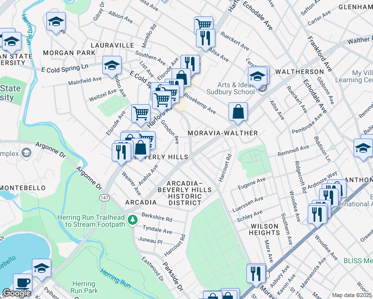 map of restaurants, bars, coffee shops, grocery stores, and more near 101 Independence Avenue Southeast in Washington