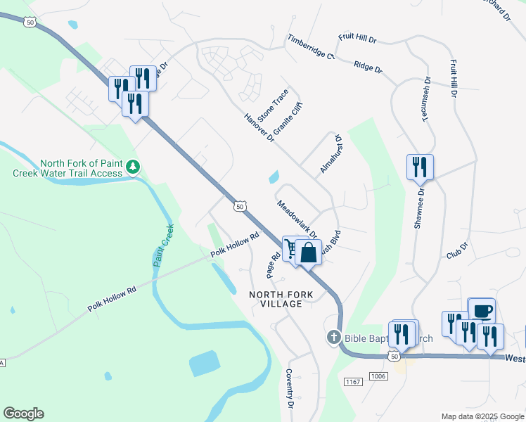map of restaurants, bars, coffee shops, grocery stores, and more near 1839 Western Avenue in Chillicothe