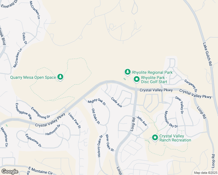 map of restaurants, bars, coffee shops, grocery stores, and more near 3438 Cade Court in Castle Rock