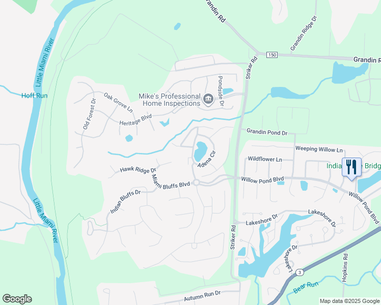 map of restaurants, bars, coffee shops, grocery stores, and more near 1423 Windwillow Trace in Maineville