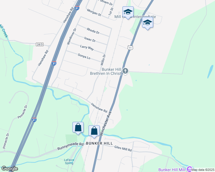 map of restaurants, bars, coffee shops, grocery stores, and more near 75 Abbington Court in Bunker Hill