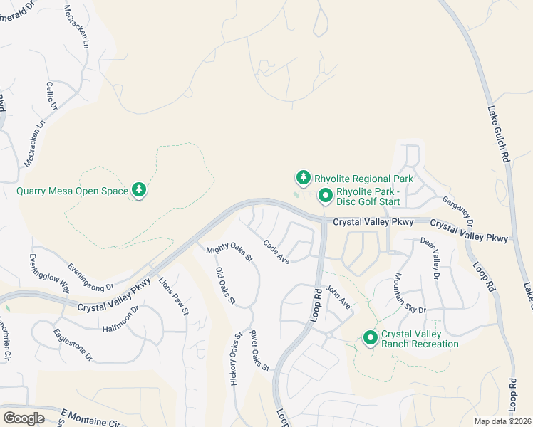 map of restaurants, bars, coffee shops, grocery stores, and more near 3438 Cade Court in Castle Rock