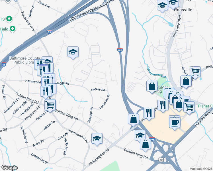 map of restaurants, bars, coffee shops, grocery stores, and more near in Baltimore