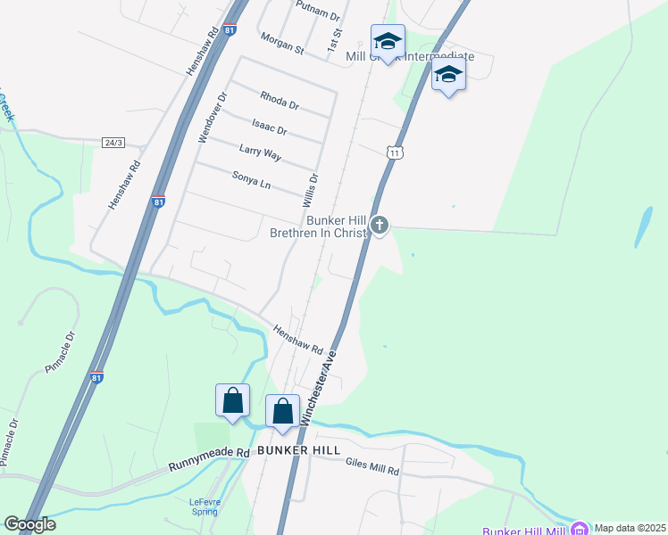 map of restaurants, bars, coffee shops, grocery stores, and more near 75 Abbington Court in Bunker Hill