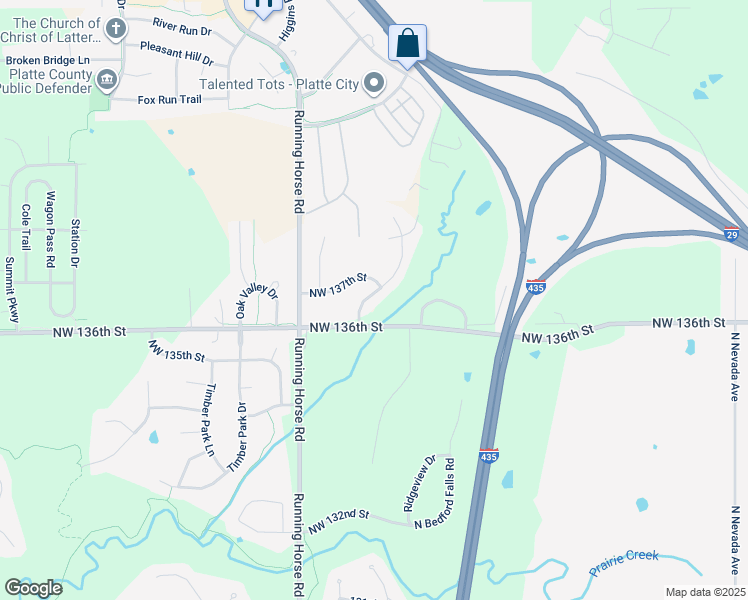 map of restaurants, bars, coffee shops, grocery stores, and more near 13645 Hunter Drive in Platte City