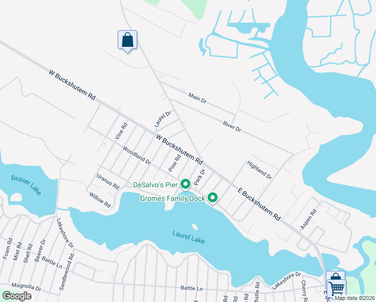 map of restaurants, bars, coffee shops, grocery stores, and more near 200 West Buckshutem Road in Millville