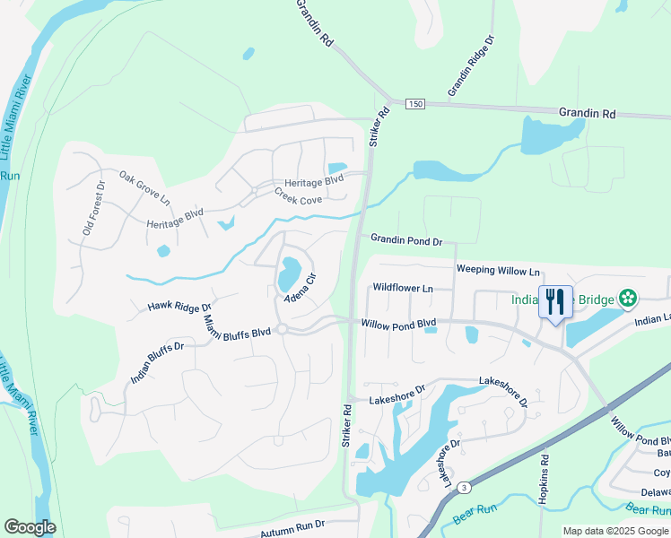 map of restaurants, bars, coffee shops, grocery stores, and more near 6680 Adena Circle in Maineville