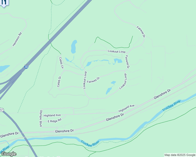 map of restaurants, bars, coffee shops, grocery stores, and more near 13501 Fairway Drive in Truckee