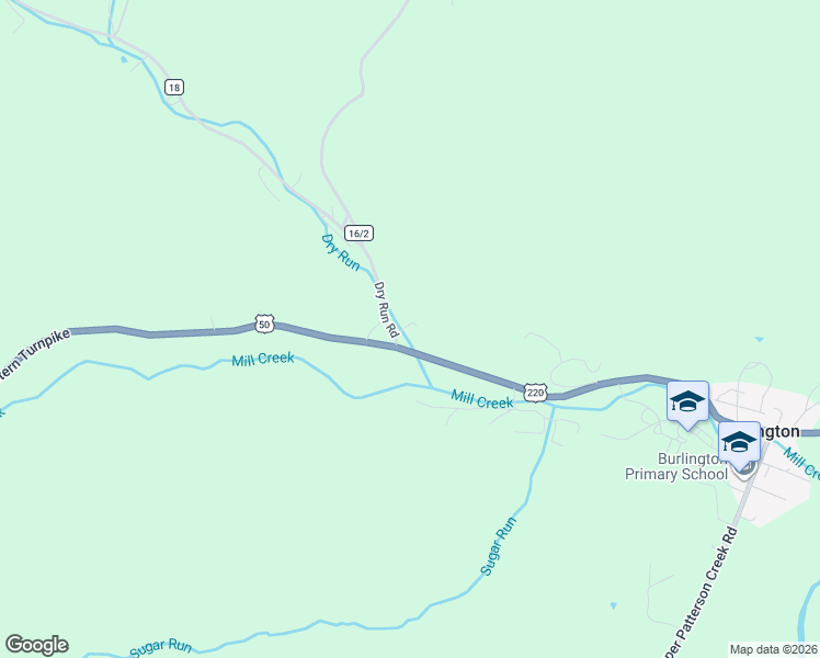 map of restaurants, bars, coffee shops, grocery stores, and more near 30 Dry Run Road in Burlington