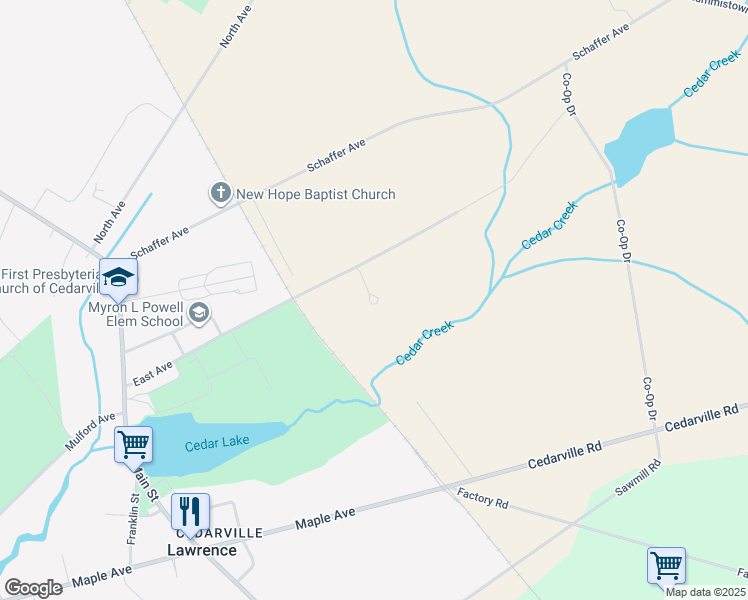 map of restaurants, bars, coffee shops, grocery stores, and more near 114 East Avenue in Lawrence