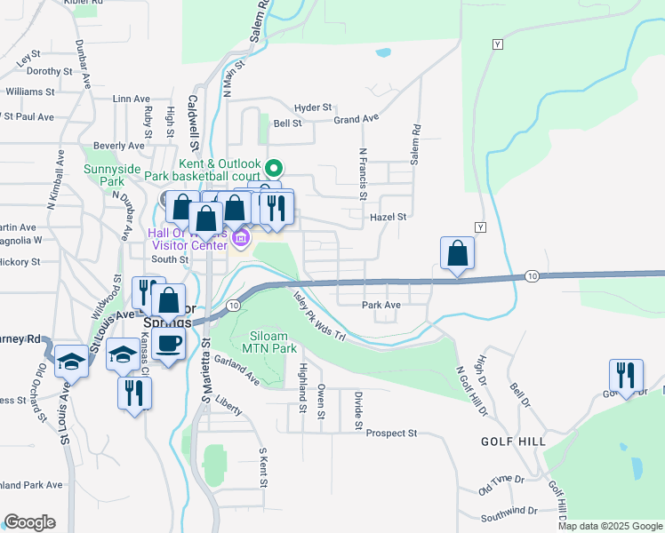 map of restaurants, bars, coffee shops, grocery stores, and more near 432 Isley Boulevard in Excelsior Springs