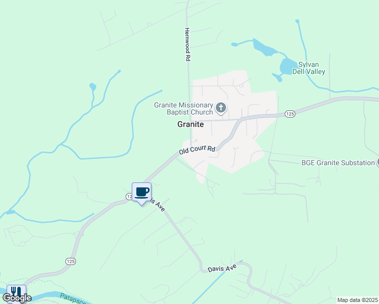 map of restaurants, bars, coffee shops, grocery stores, and more near 10701 Old Court Road in Woodstock