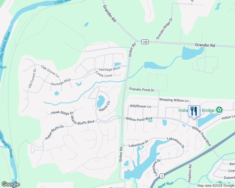map of restaurants, bars, coffee shops, grocery stores, and more near 6687 Cloudscape Way in Maineville