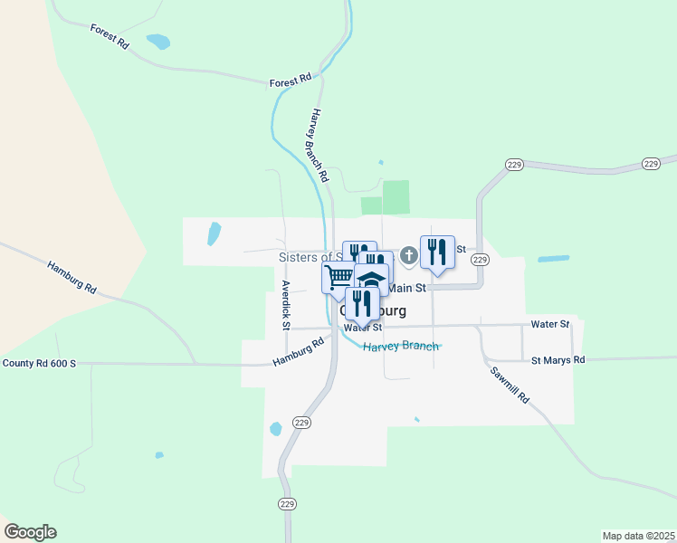 map of restaurants, bars, coffee shops, grocery stores, and more near 22181 Main Street in Oldenburg