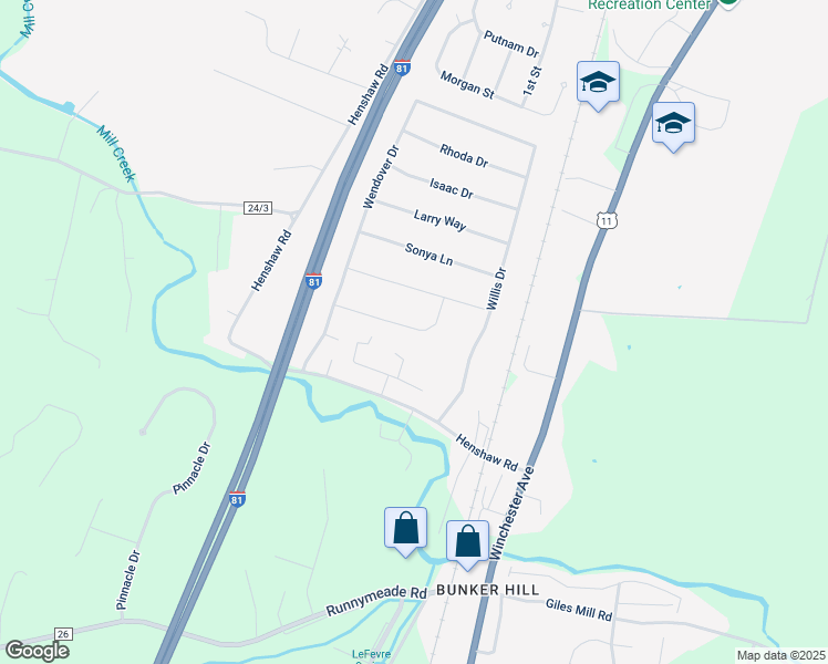 map of restaurants, bars, coffee shops, grocery stores, and more near 142 Dulcimer Drive in Bunker Hill