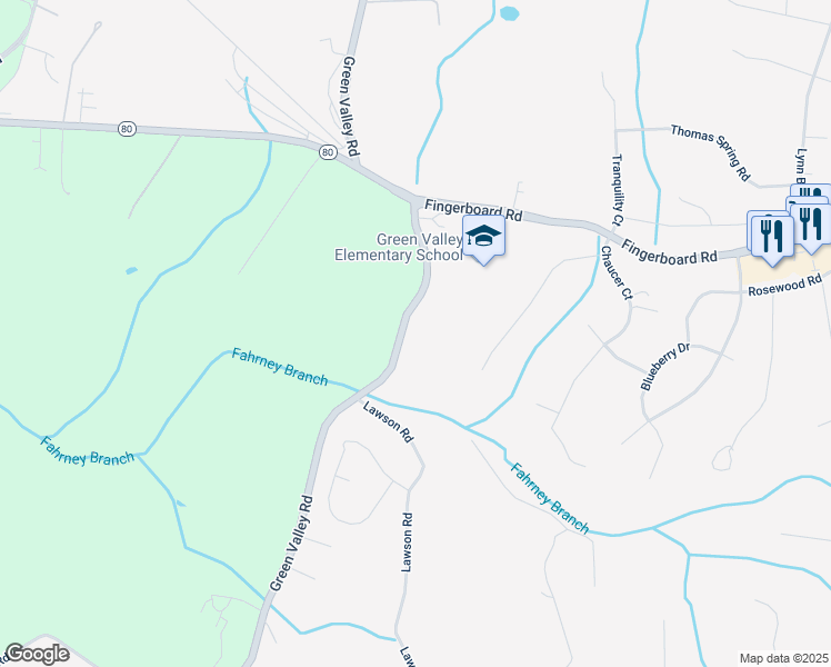 map of restaurants, bars, coffee shops, grocery stores, and more near 3831 Green Valley Road in Green Valley
