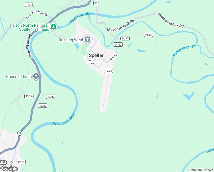 map of restaurants, bars, coffee shops, grocery stores, and more near West Fork-Meadowbrook in Harrison County