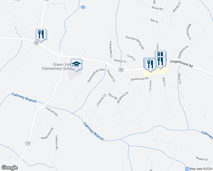 map of restaurants, bars, coffee shops, grocery stores, and more near 3908 Chaucer Court in Monrovia