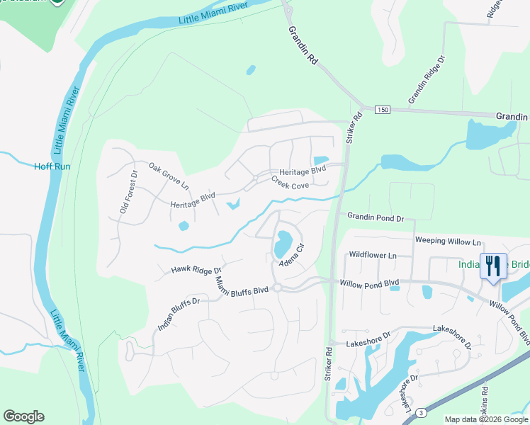 map of restaurants, bars, coffee shops, grocery stores, and more near 1464 Shadowood Trail in Maineville