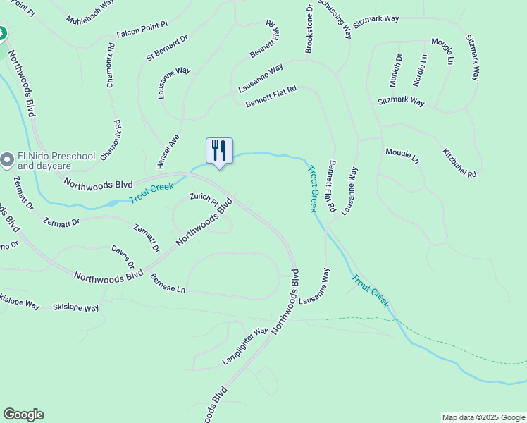 map of restaurants, bars, coffee shops, grocery stores, and more near 11351 Northwoods Boulevard in Truckee