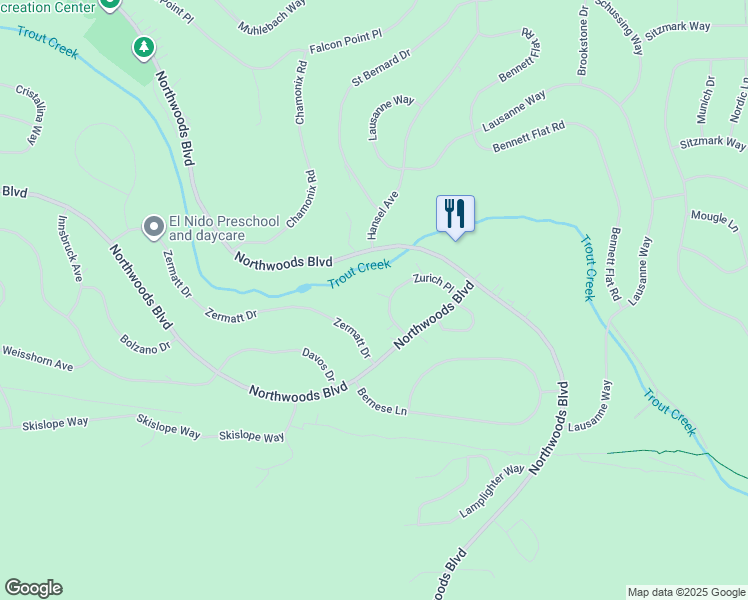 map of restaurants, bars, coffee shops, grocery stores, and more near 12824 Zurich Place in Truckee