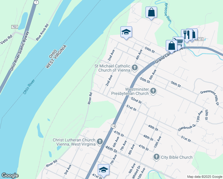 map of restaurants, bars, coffee shops, grocery stores, and more near 5204 3rd Avenue in Vienna