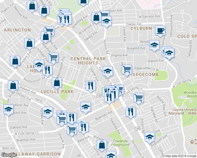 map of restaurants, bars, coffee shops, grocery stores, and more near 4609 Homer Avenue in Baltimore