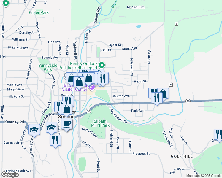 map of restaurants, bars, coffee shops, grocery stores, and more near 106 Saratoga Avenue in Excelsior Springs