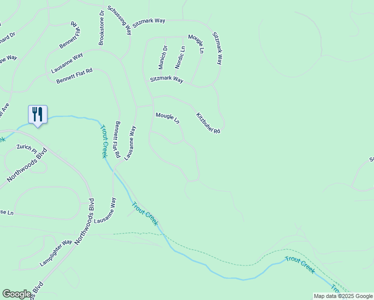 map of restaurants, bars, coffee shops, grocery stores, and more near 10759 Mougle Lane in Truckee